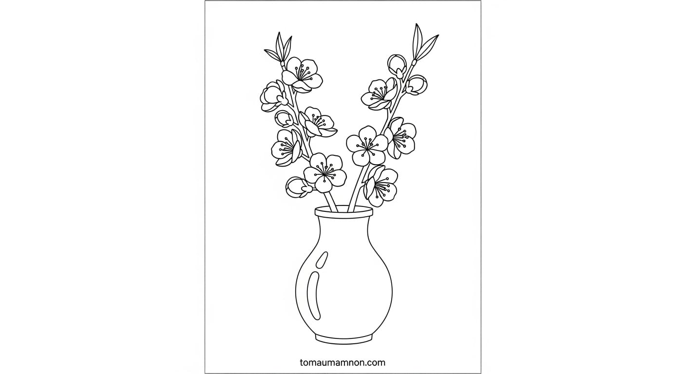 In tranh hoa đào miễn phí