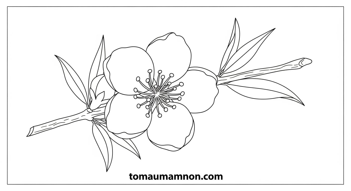 Tải tranh hoa đào đơn giản tô màu