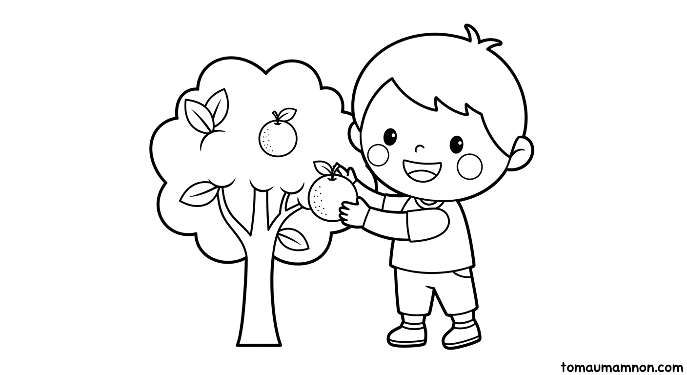 Tranh Ngũ Quả Bé sáng tạo tô màu tranh ngũ quả