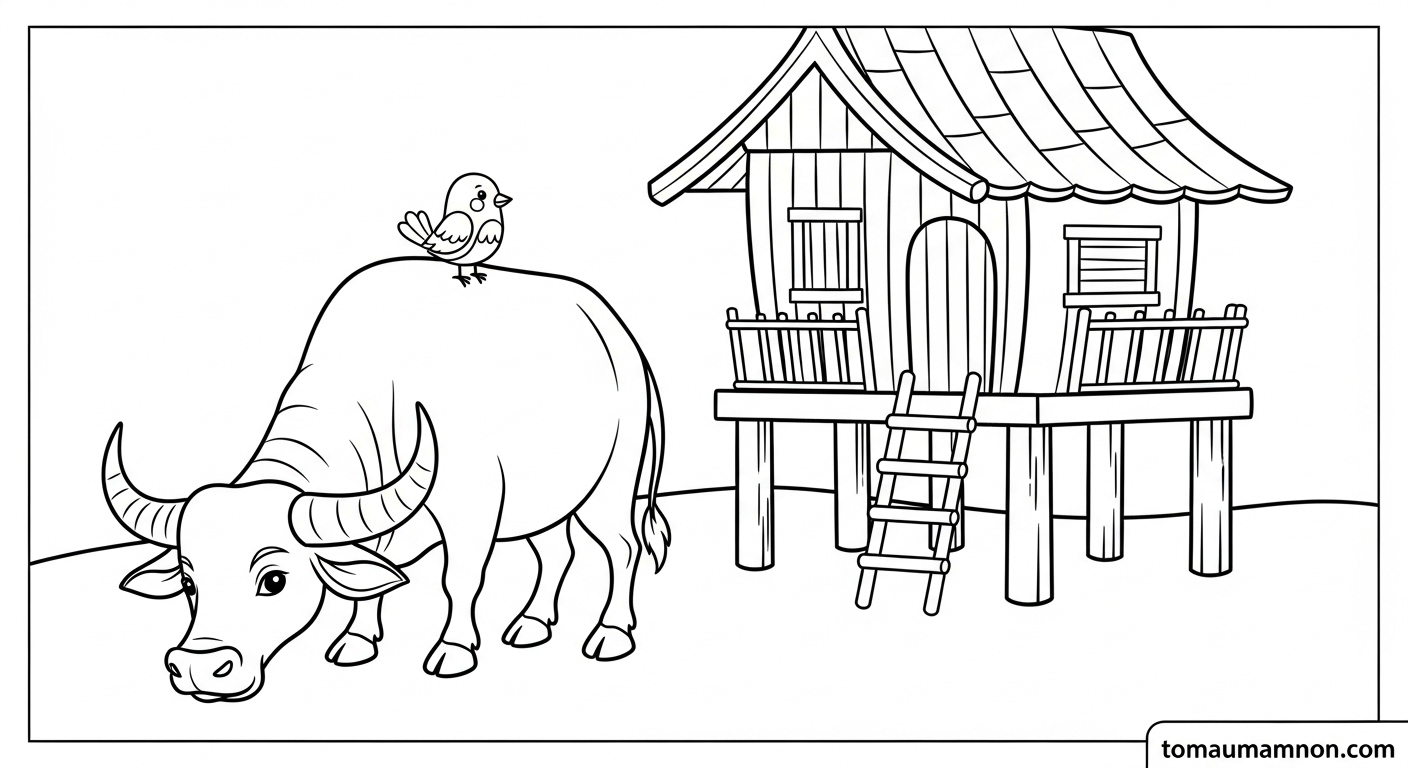 Tranh nhà sàn Tây Bắc