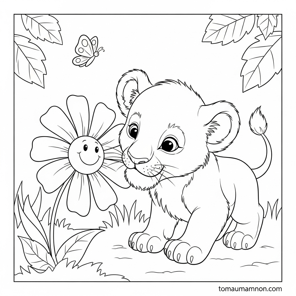 Tải Trọn Bộ Tranh Tô Màu Sư Tử Miễn Phí Cho Bé Mầm Non khám phá động vật hoang dã qua tô màu sư tử