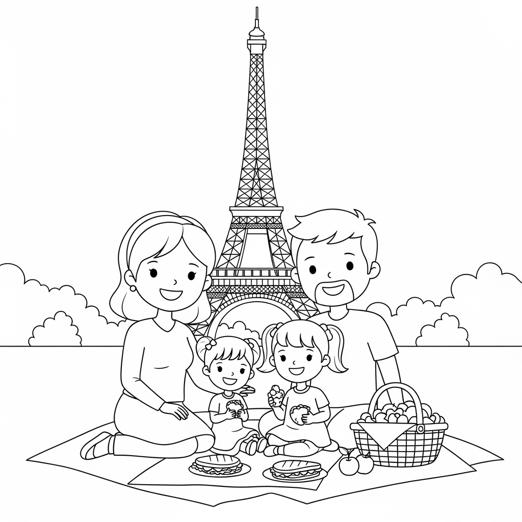 Bé tô màu cảnh đẹp Paris với Tháp Eiffel