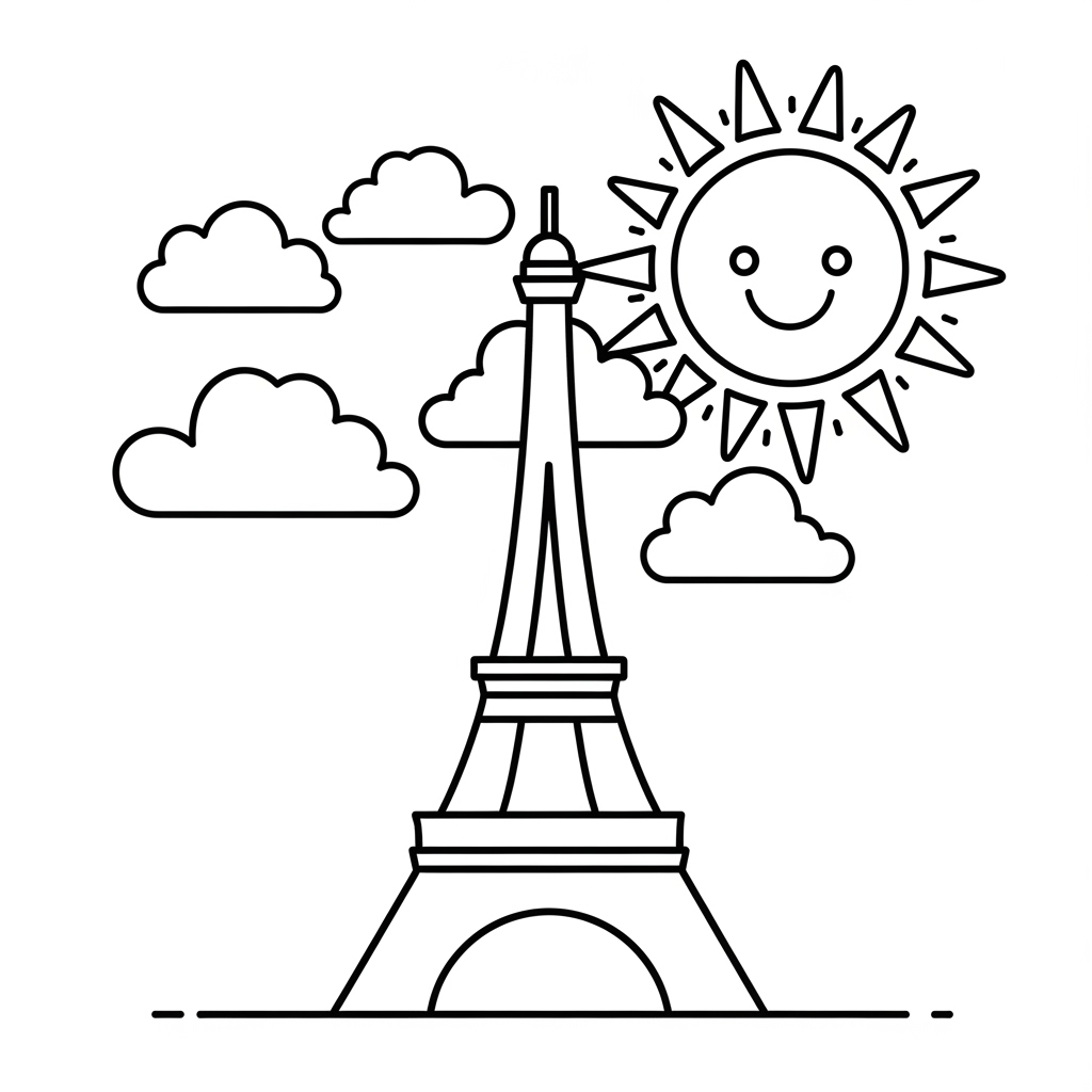 Tranh tô màu Tháp Eiffel cùng kiến trúc thế giới