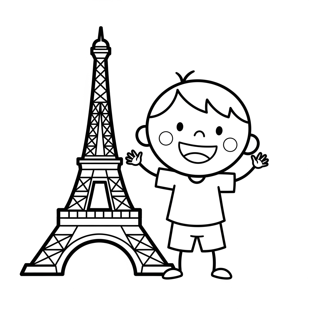 Tranh tô màu Tháp Eiffel đơn giản
