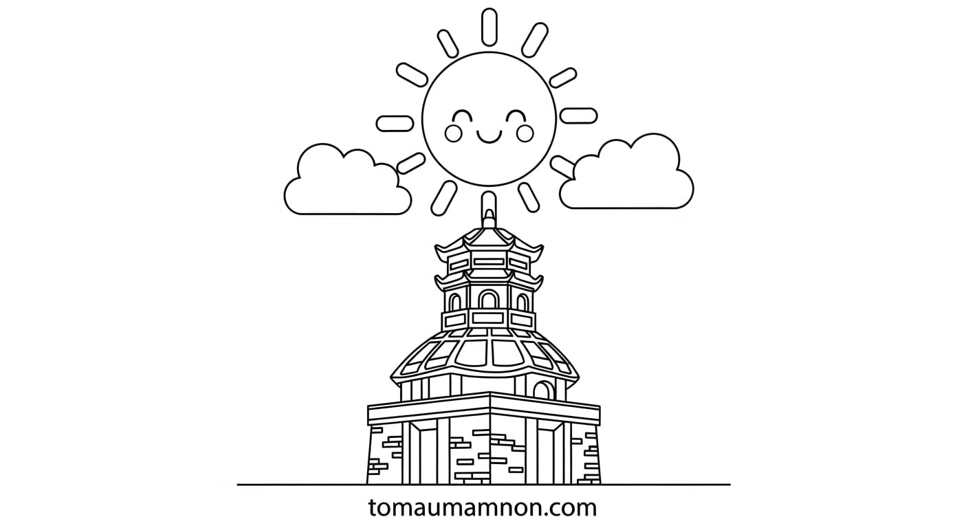 Tranh Tháp Rùa Tháp Rùa cổ kính