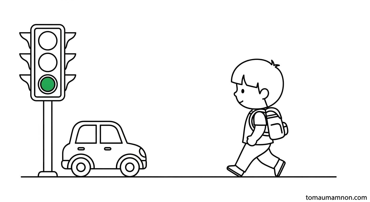 Tranh Tô Màu An Toàn Giao Thông Xe đạp và trẻ em