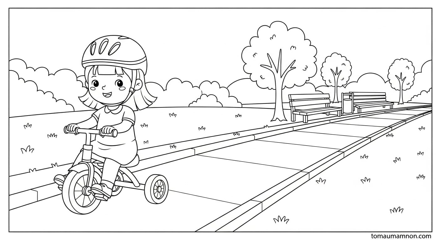 Tranh Tô Màu An Toàn Giao Thông Xe cứu hỏa và các bé