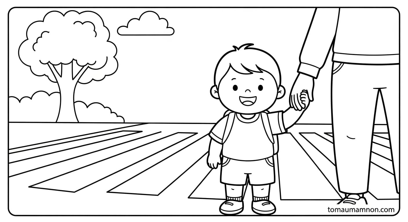 Tranh Tô Màu An Toàn Giao Thông Tranh biển báo giao thông