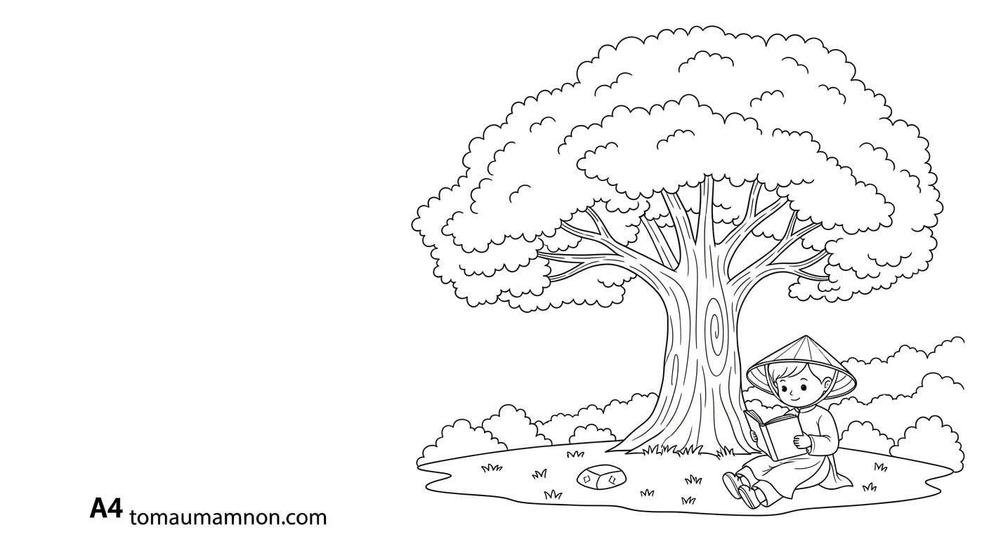 Tranh Tô Màu Áo Dài Bé gái trong tà áo dài cầm lồng đèn