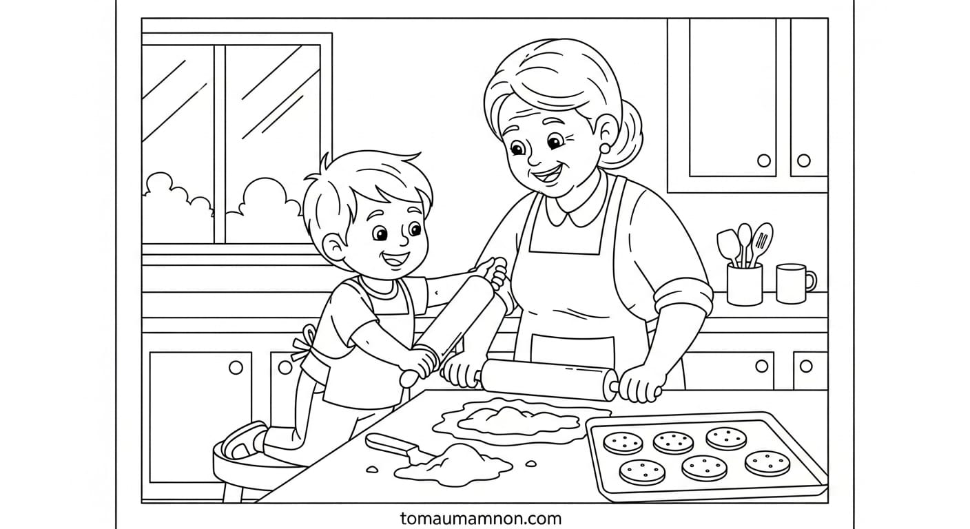 Tranh Tô Màu Bà Ngoại Mẫu tranh tô màu bà ngoại đơn giản cho mầm non