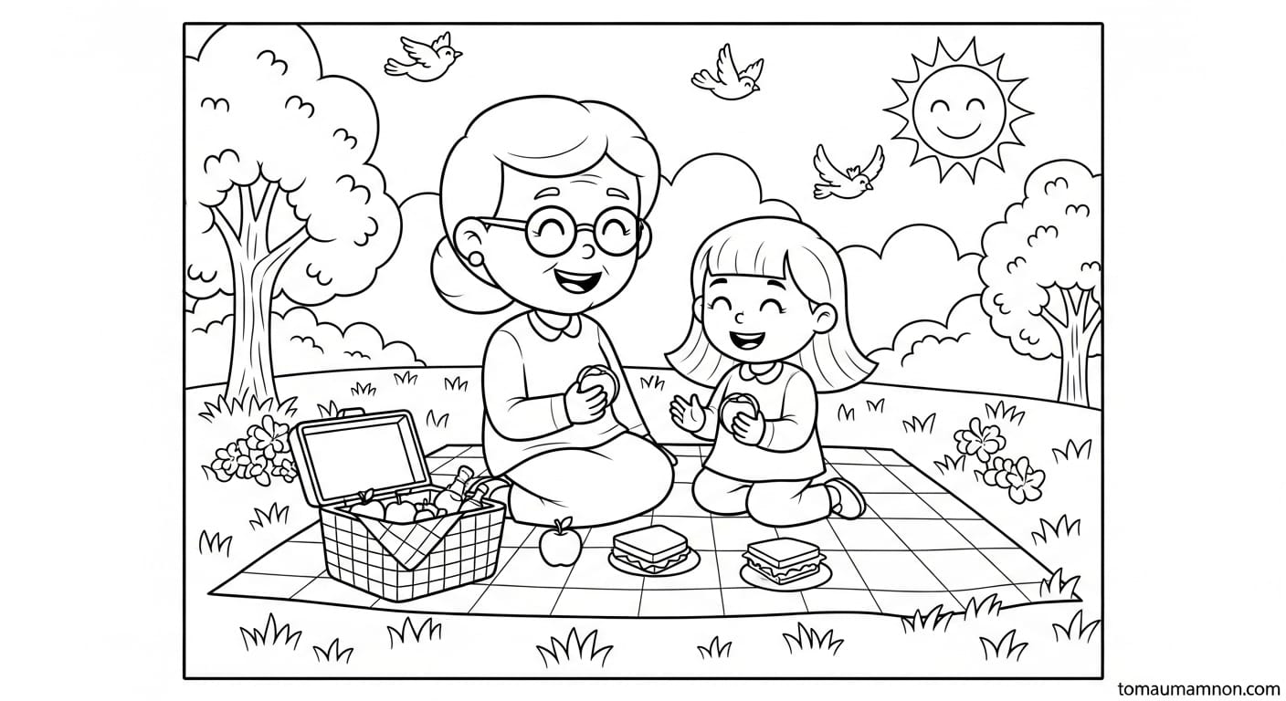 Tranh Tô Màu Bà Ngoại Hoạt động tô màu bà ngoại giúp bé phát triển