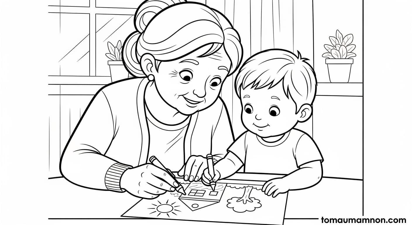 Tranh Tô Màu Bà Ngoại Tranh tô màu mẹ của mẹ gần gũi