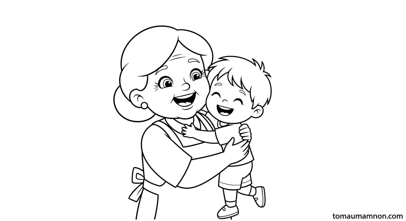 Tranh Tô Màu Bà Ngoại Tranh tô màu bà ngoại đáng yêu cho bé