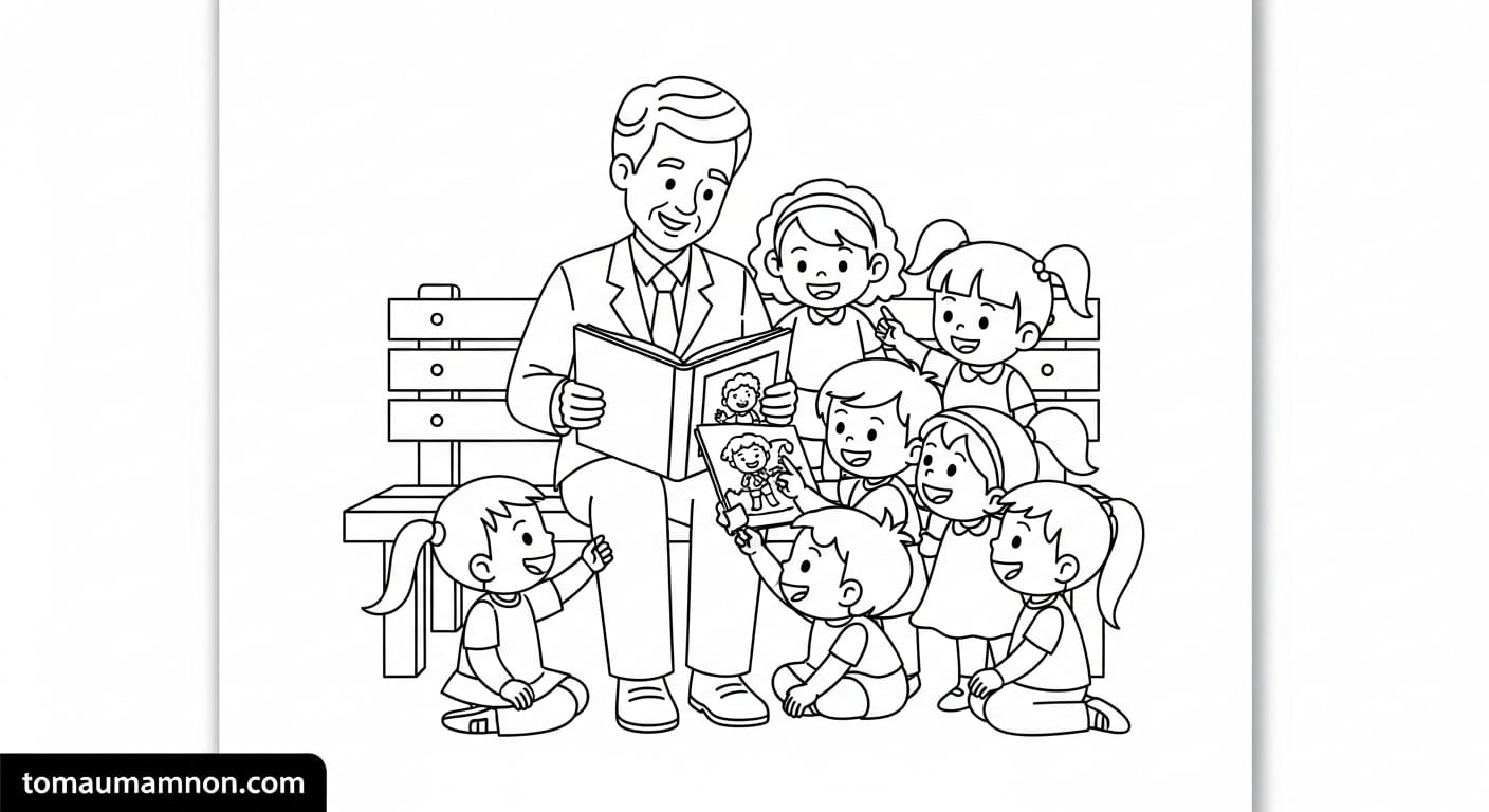 Tranh Tô Màu Bác Hồ Với Thiếu Nhi Bác Hồ và các cháu thiếu nhi