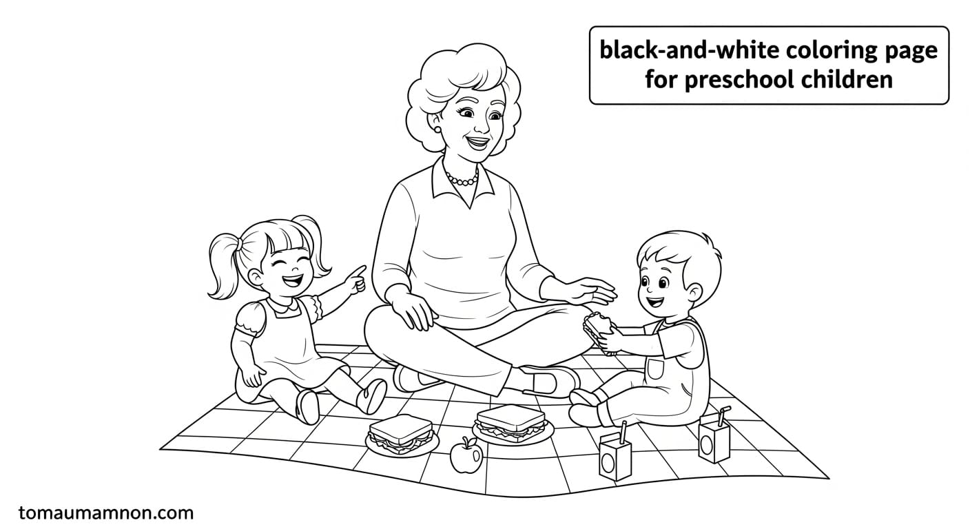 Tranh Tô Màu Bác Hồ Với Thiếu Nhi Bác Hồ và các em nhỏ tô màu