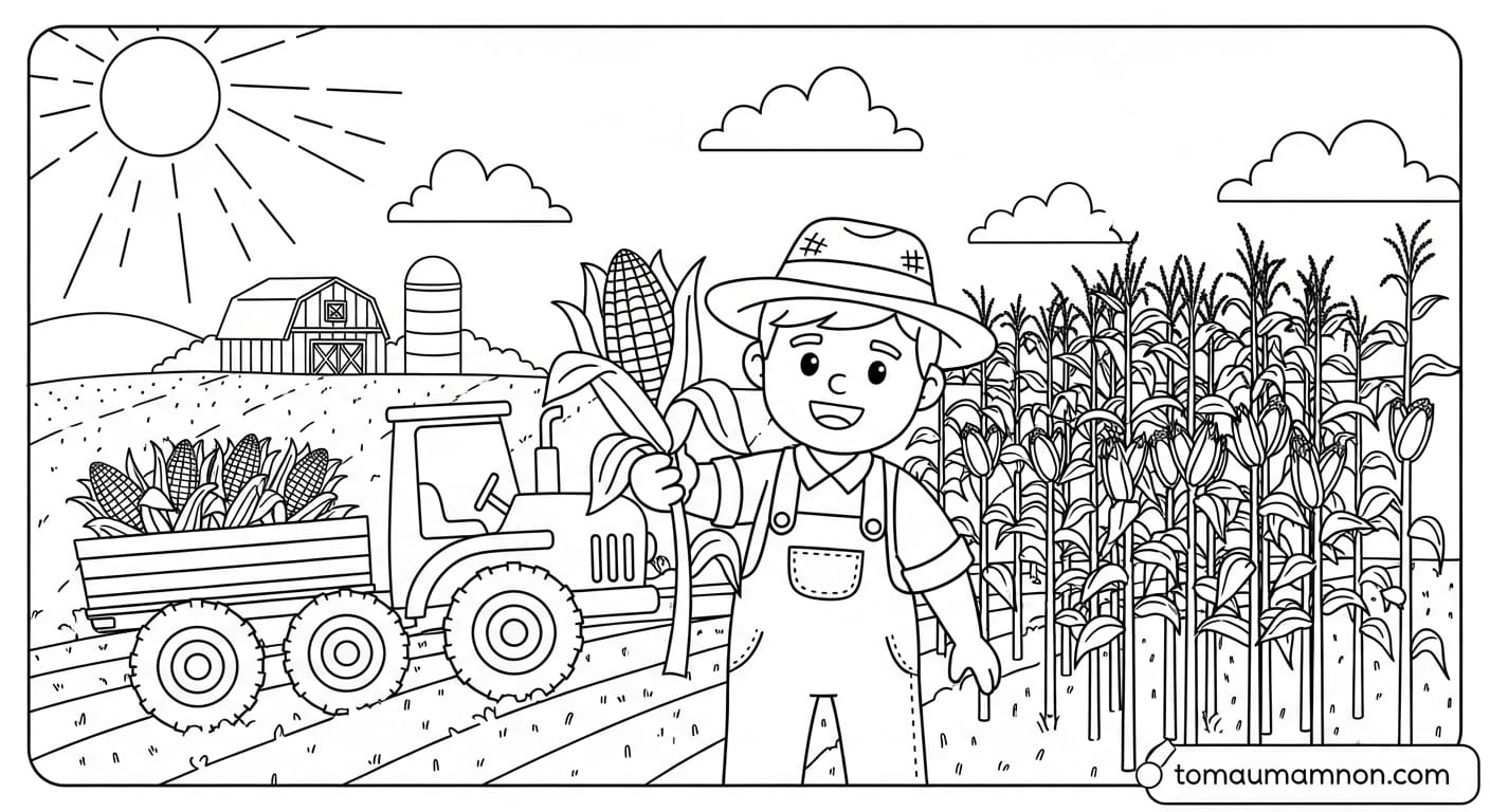 Tranh Tô Màu Bác Nông Dân Bác nông dân thu hoạch mùa màng