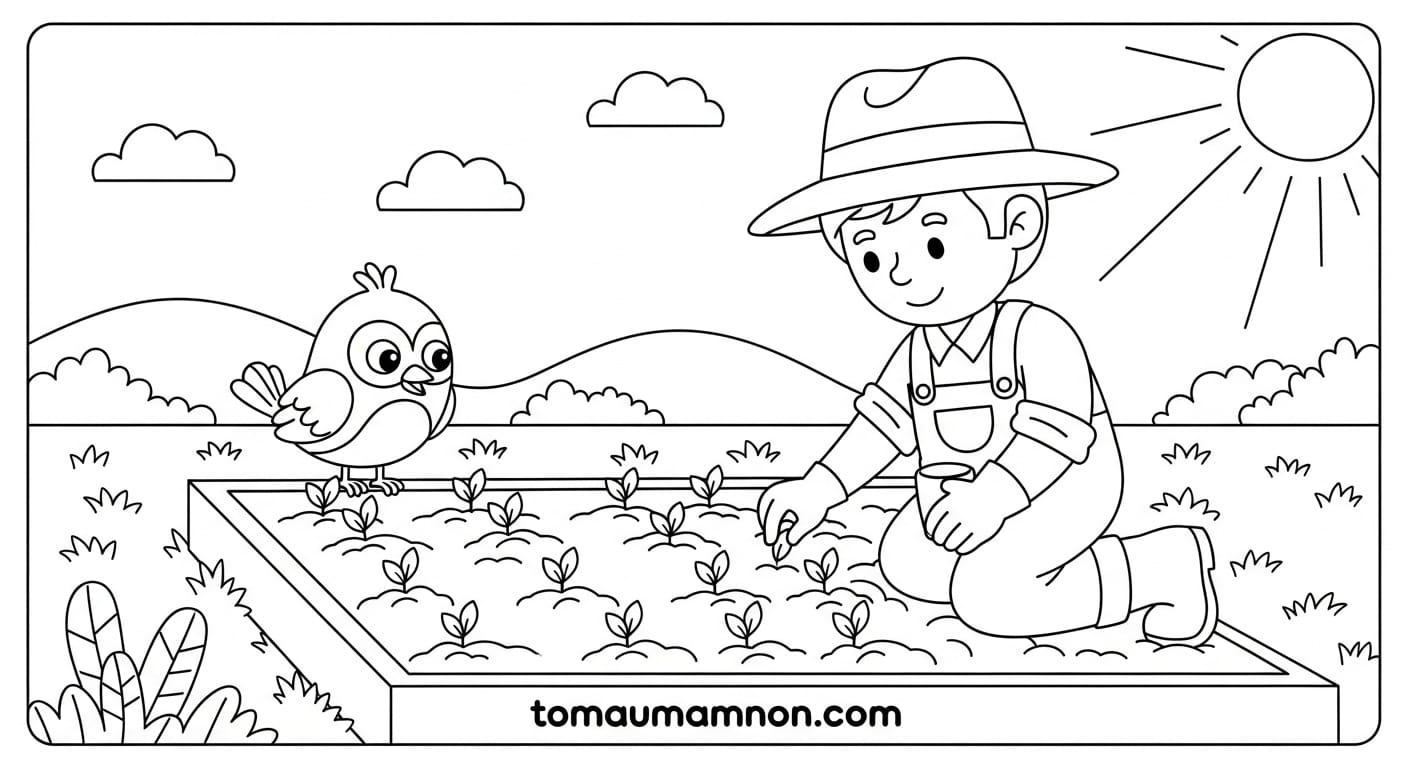 Tranh Tô Màu Bác Nông Dân Cuộc sống của bác nông dân và gia đình