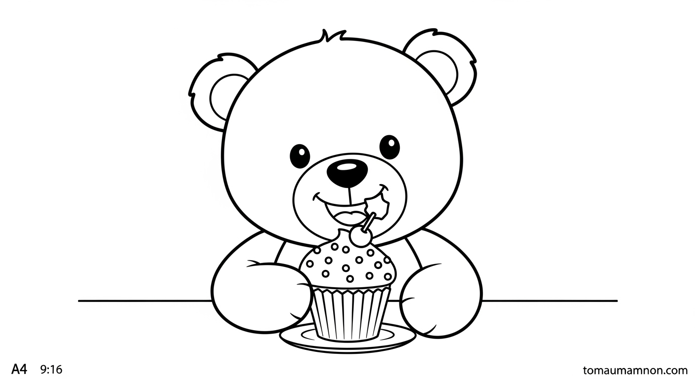 Tranh Tô Màu Bánh Cupcake Tải tranh tô màu bánh cupcake miễn phí