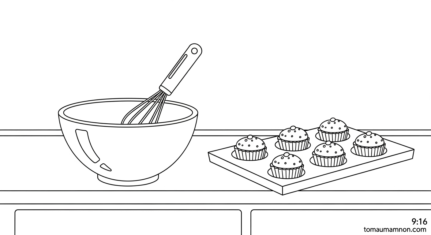 Tranh Tô Màu Bánh Cupcake Tranh tô màu thực phẩm bánh cupcake