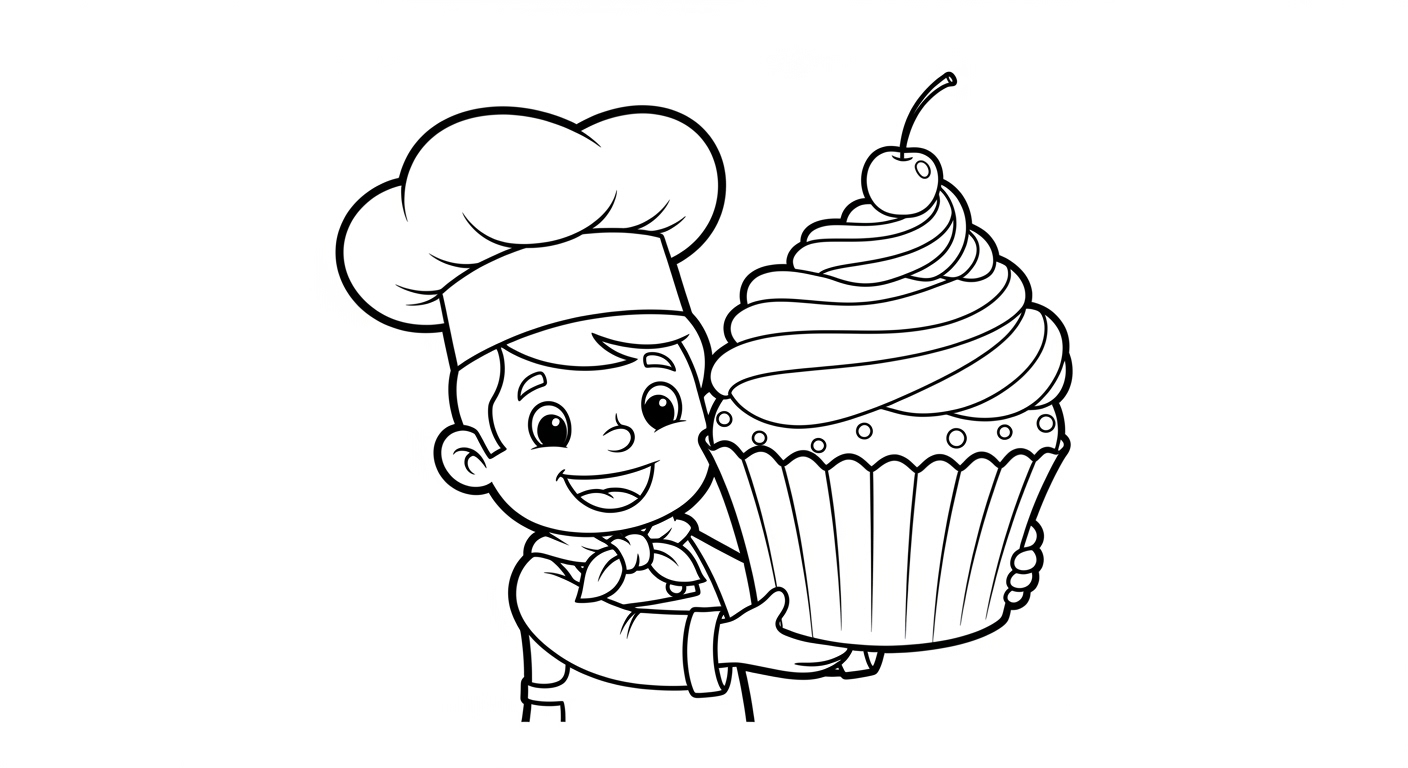 Tranh Tô Màu Bánh Cupcake Tranh tô màu bánh cupcake ngon miệng