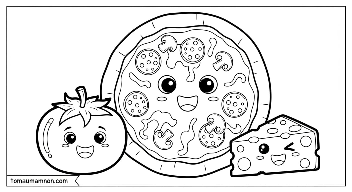 Tranh Tô Màu Bánh Pizza tranh tô màu chiếc pizza