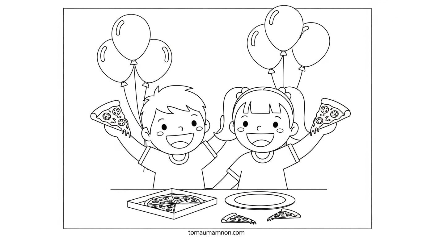 Tranh Tô Màu Bánh Pizza hình vẽ bánh pizza