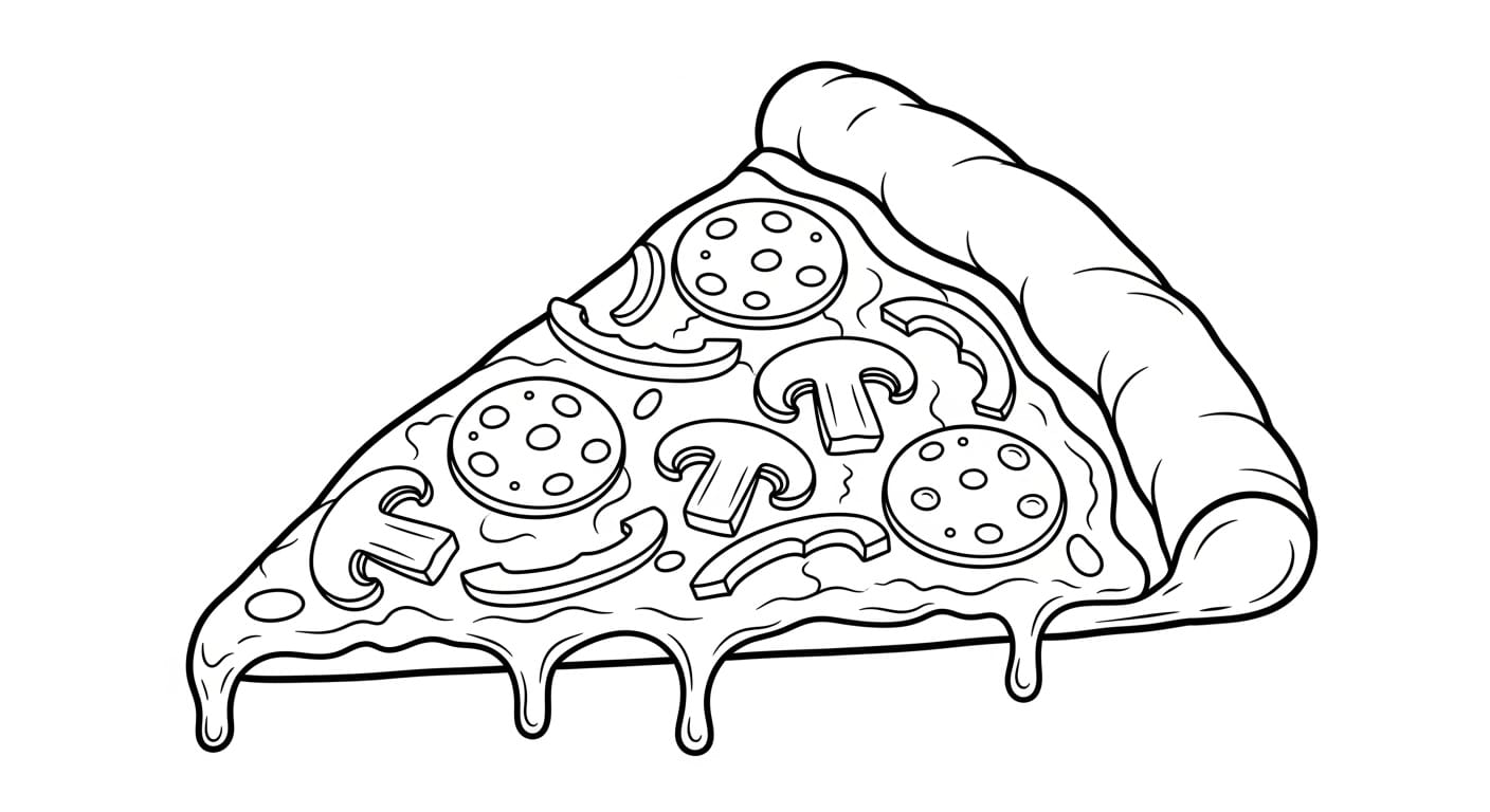 Tranh Tô Màu Bánh Pizza pizza cho bé tô màu