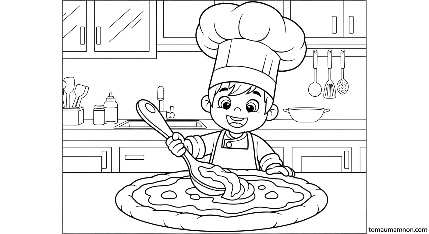 Tranh Tô Màu Bánh Pizza tranh tô màu bánh pizza