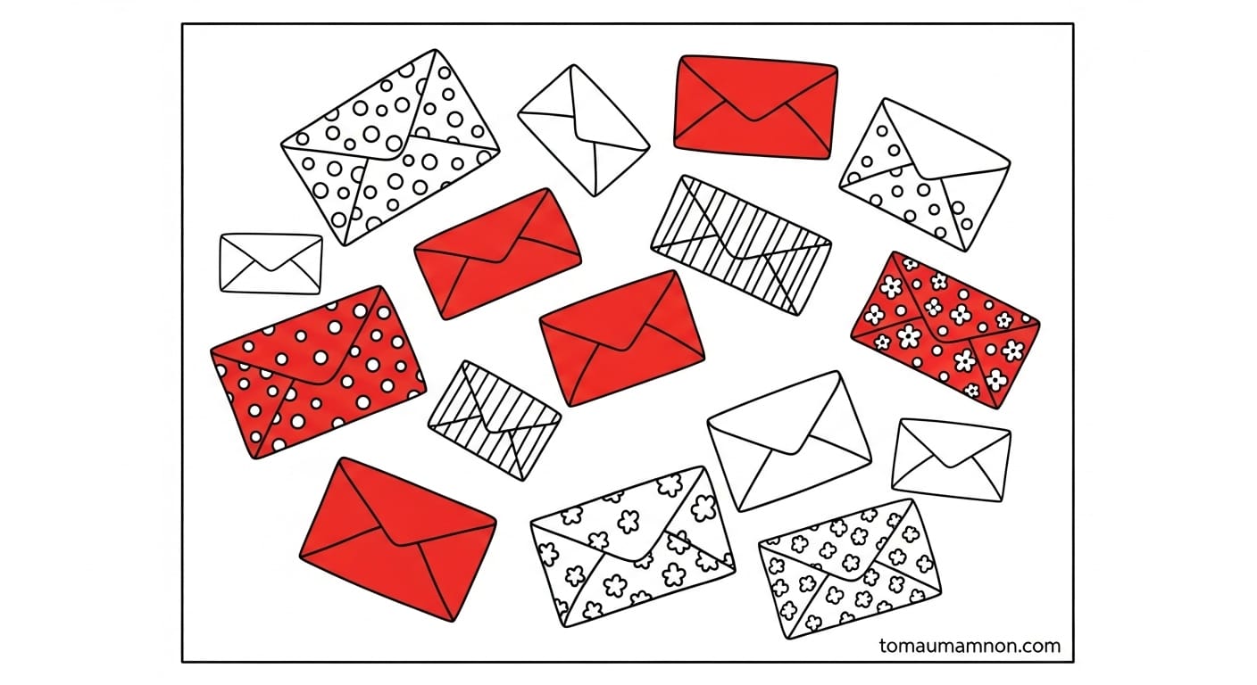 Tranh Tô Màu Bao Lì Xì Bé trai cầm bao lì xì đỏ chúc Tết