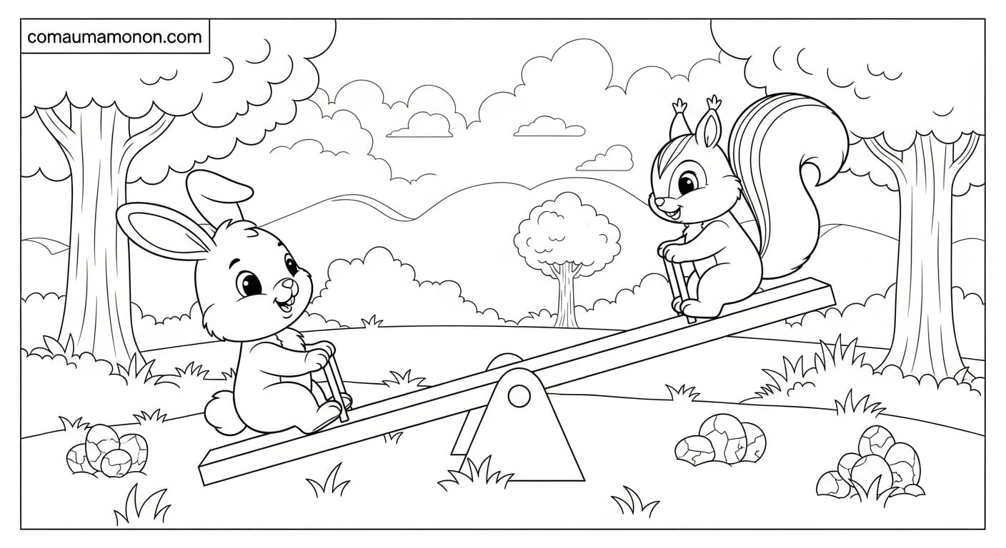 Tranh Tô Màu Bập Bênh bập bênh nhiều màu sắc