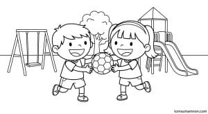 tranh to mau be den truong 1