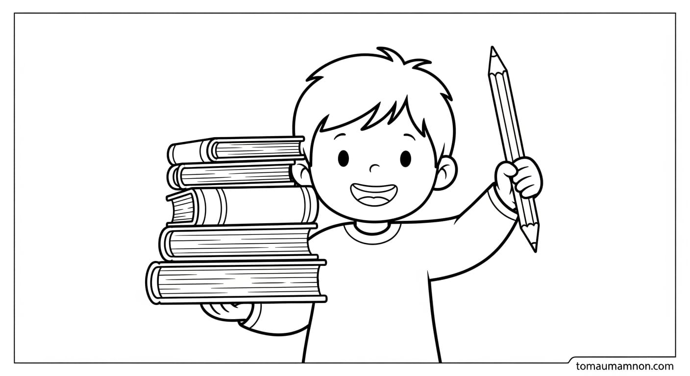 Tải tranh tô màu bé đến trường dễ dàng