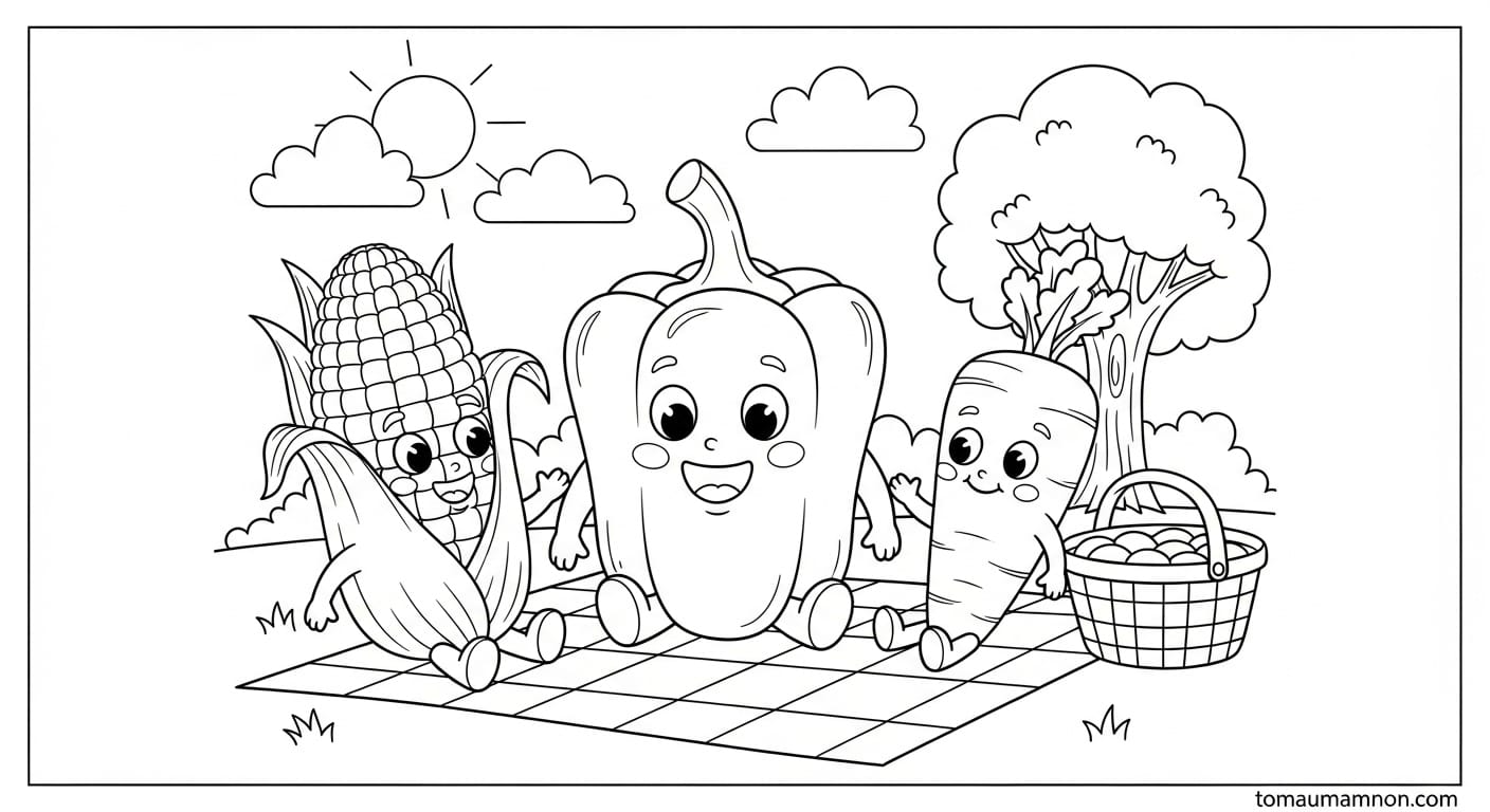 Tranh Tô Màu Các Loại Rau Hai quả cà chua chín mọng