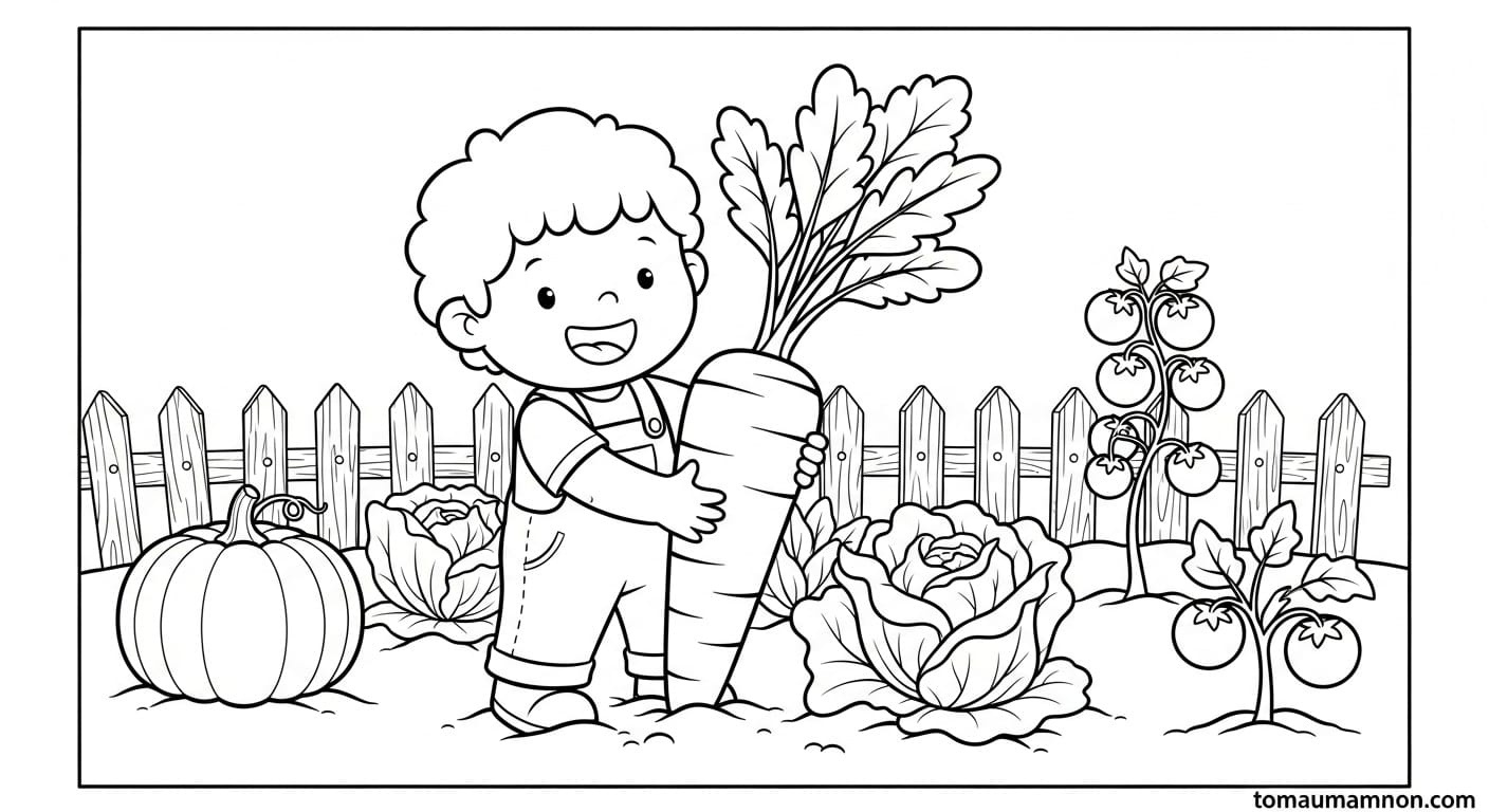 Tranh Tô Màu Các Loại Rau Nhiều loại rau củ quả trong rổ