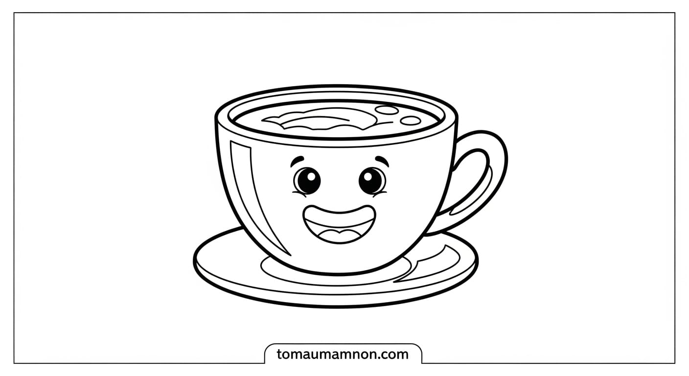 Tranh tô màu cái cốc đơn giản