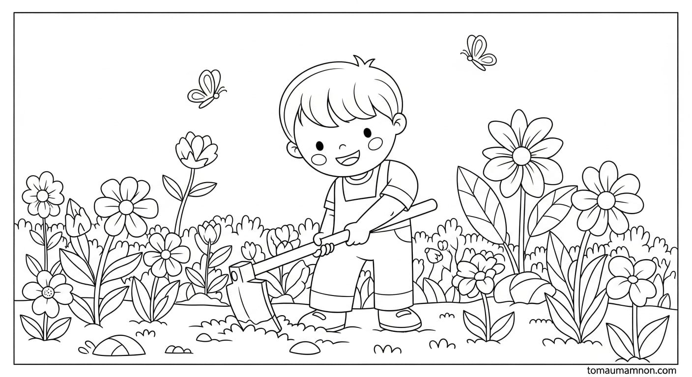 Tranh Tô Màu Cái Cuốc Tranh tô màu cái cuốc