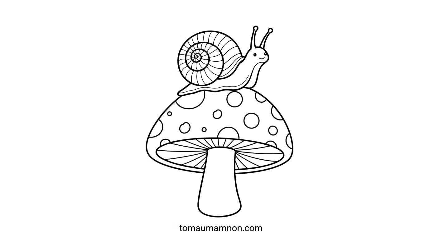 Tranh Tô Màu Cây Nấm Nấm với nền trời