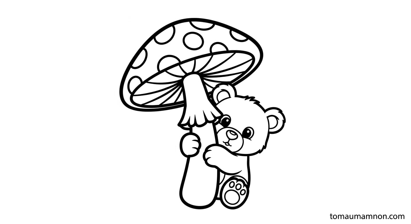 Tranh Tô Màu Cây Nấm Cặp nấm đáng yêu