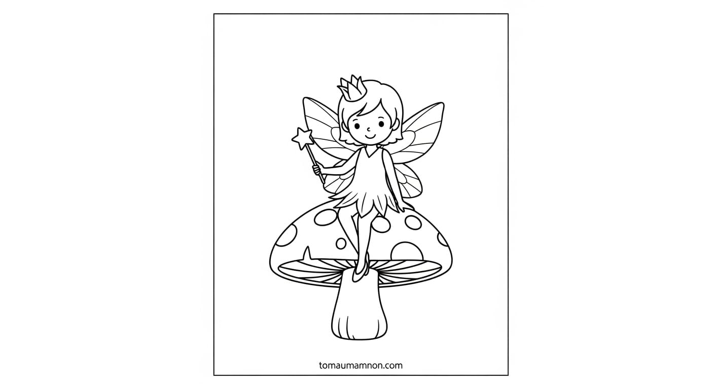 Tranh Tô Màu Cây Nấm Nấm và cỏ xanh