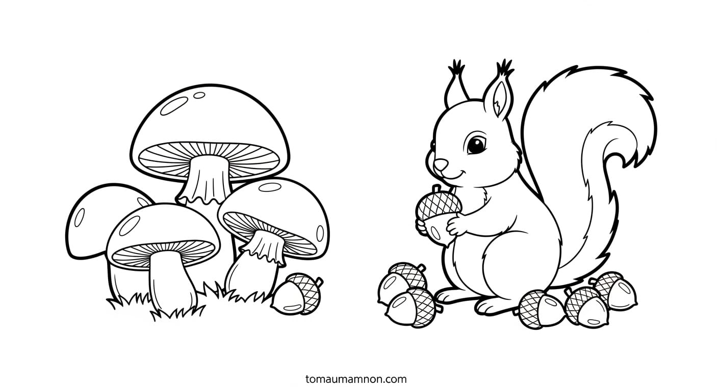 Tranh Tô Màu Cây Nấm Những cây nấm sắc màu