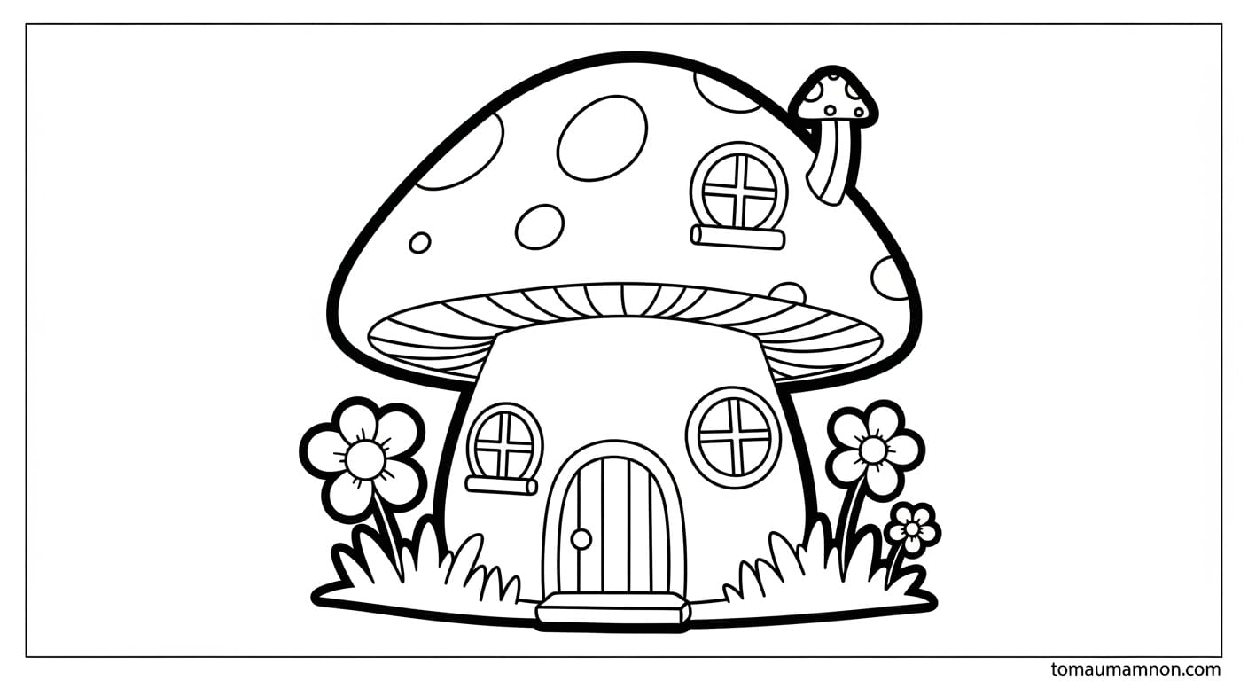 Tranh Tô Màu Cây Nấm Cây nấm đơn giản