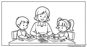 tranh to mau co giao va cac ban 1