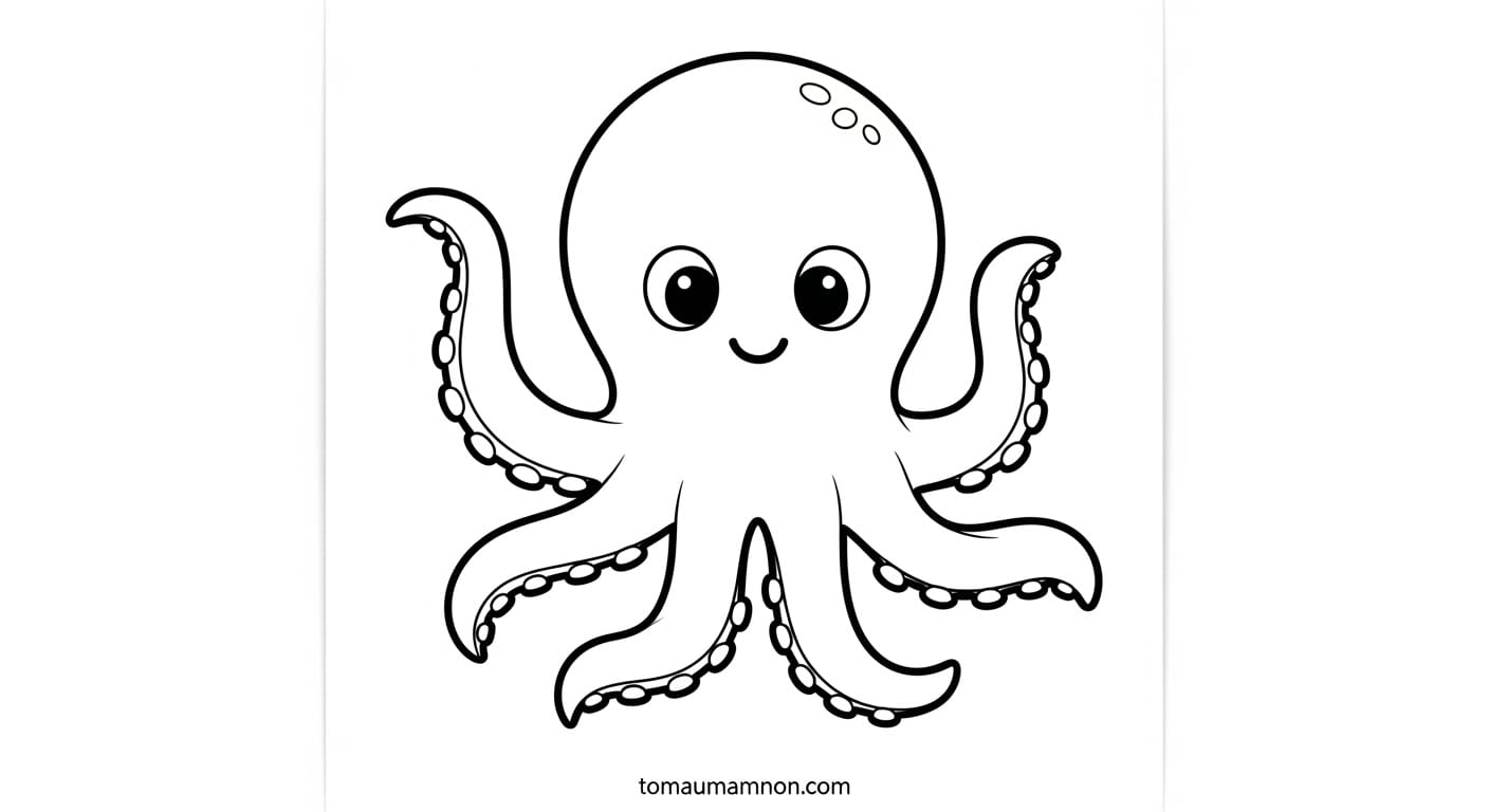 Hình tô màu bạch tuộc hoạt hình
