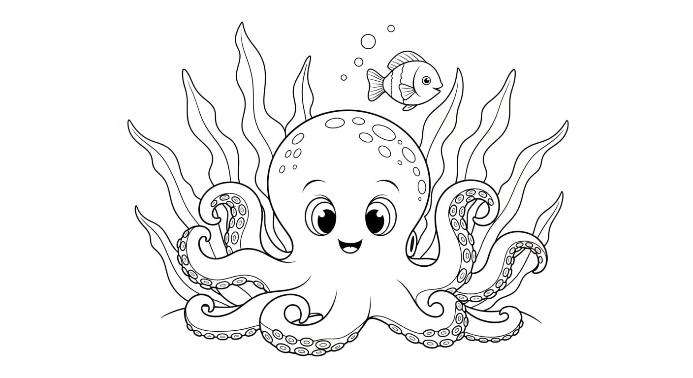 Tranh tô màu bạch tuộc dưới biển