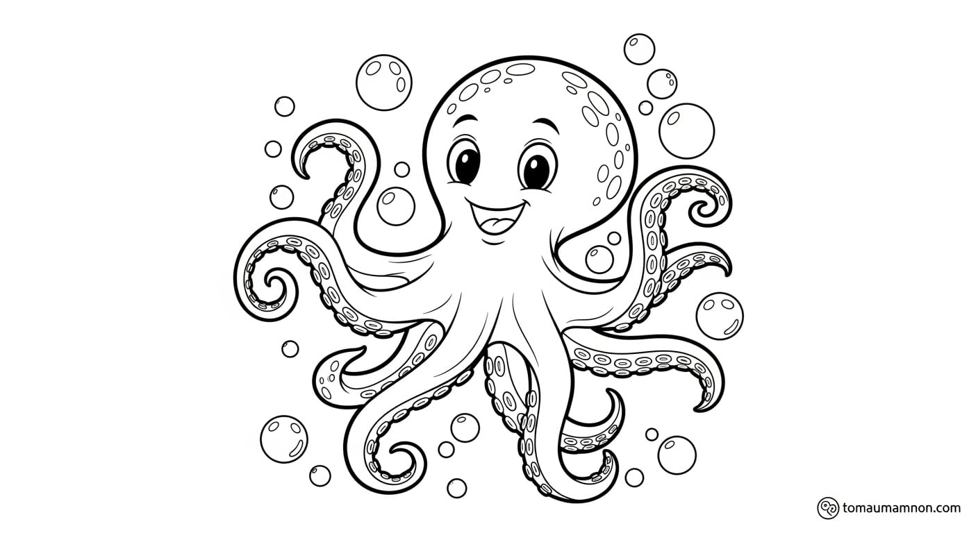 Tranh tô màu con bạch tuộc