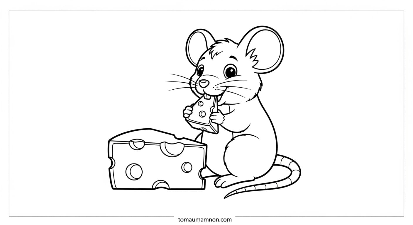 Tranh Tô Màu Con Chuột Chuột dễ thương