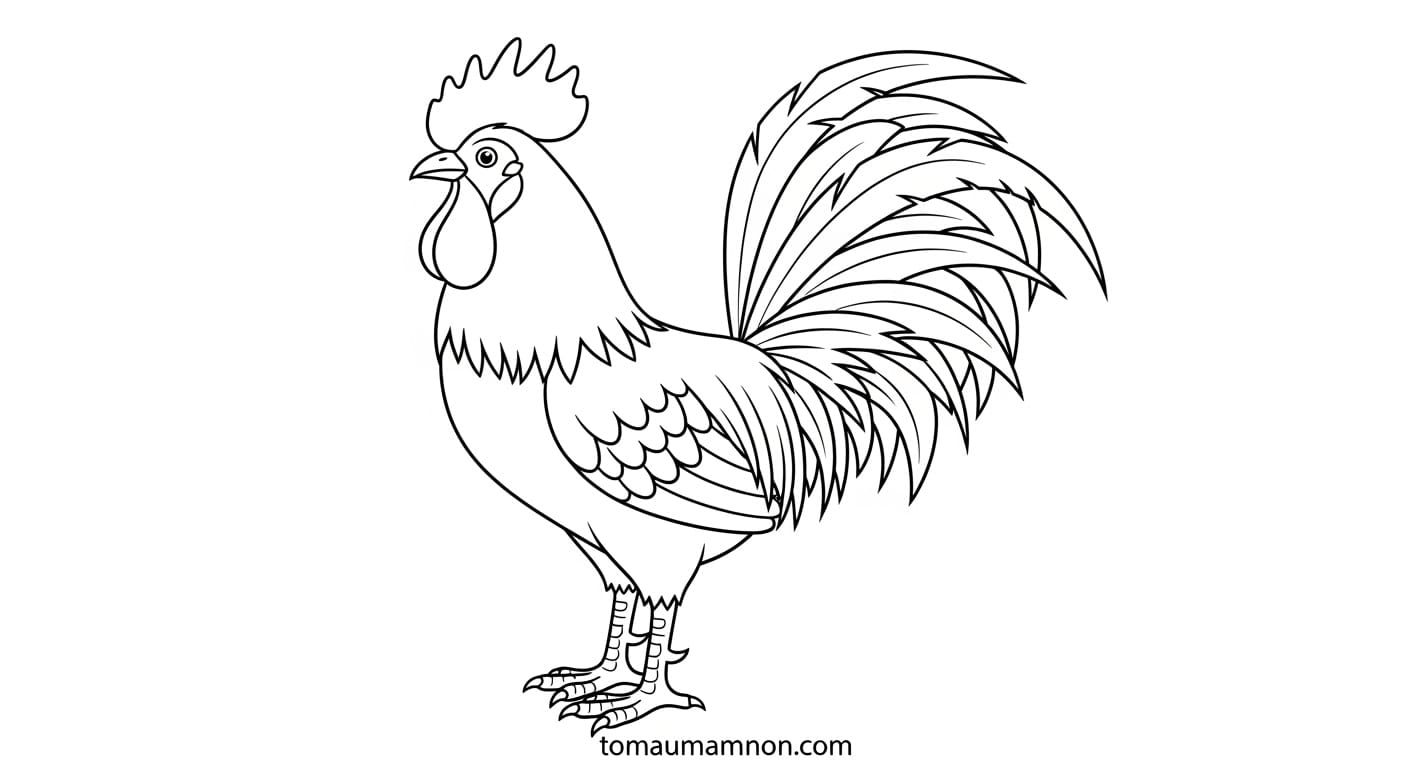 Tranh Tô Màu Con Gà Trống Tranh tô màu gà trống 4