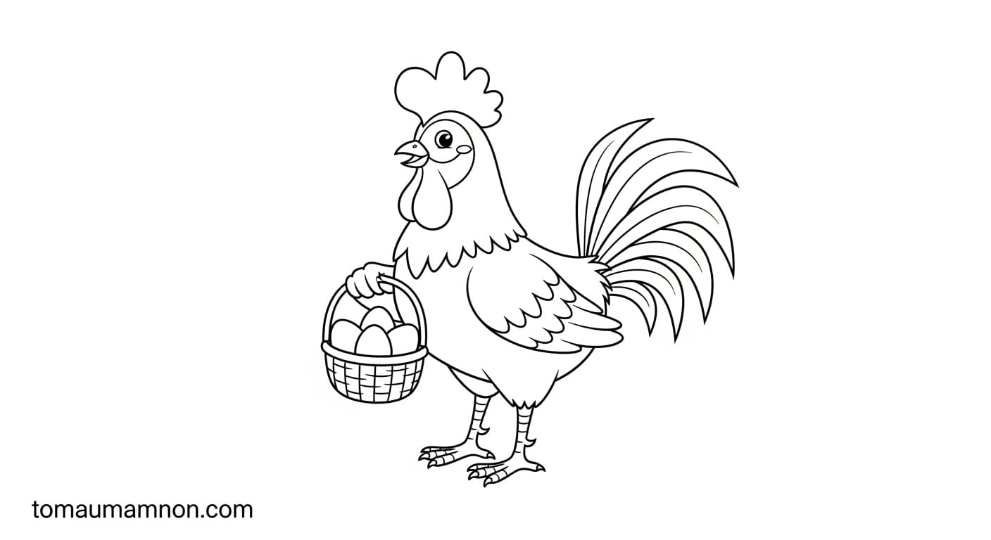 Tranh Tô Màu Con Gà Trống Tranh tô màu gà trống 6
