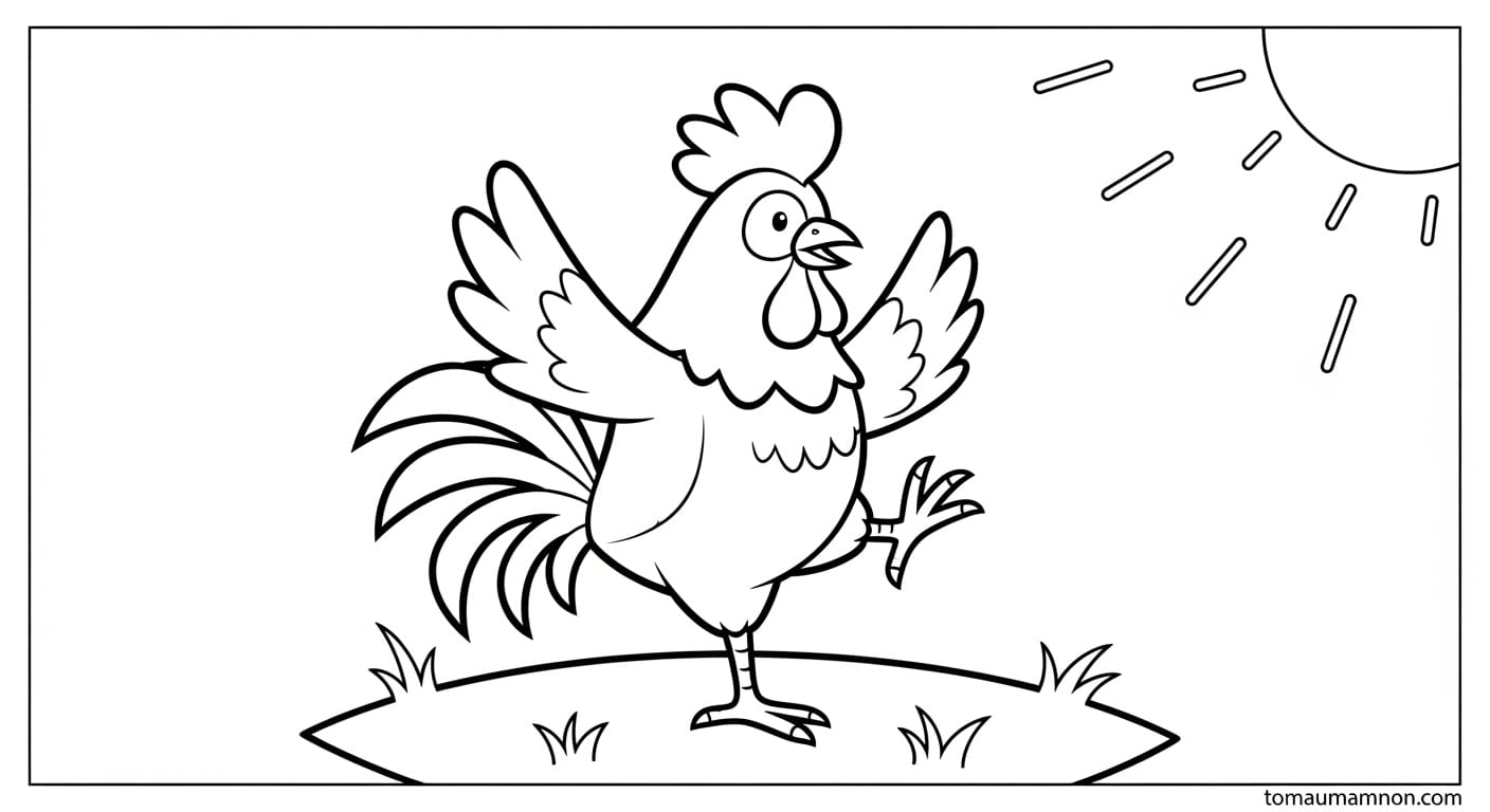 Tranh Tô Màu Con Gà Trống Tranh tô màu gà trống 7