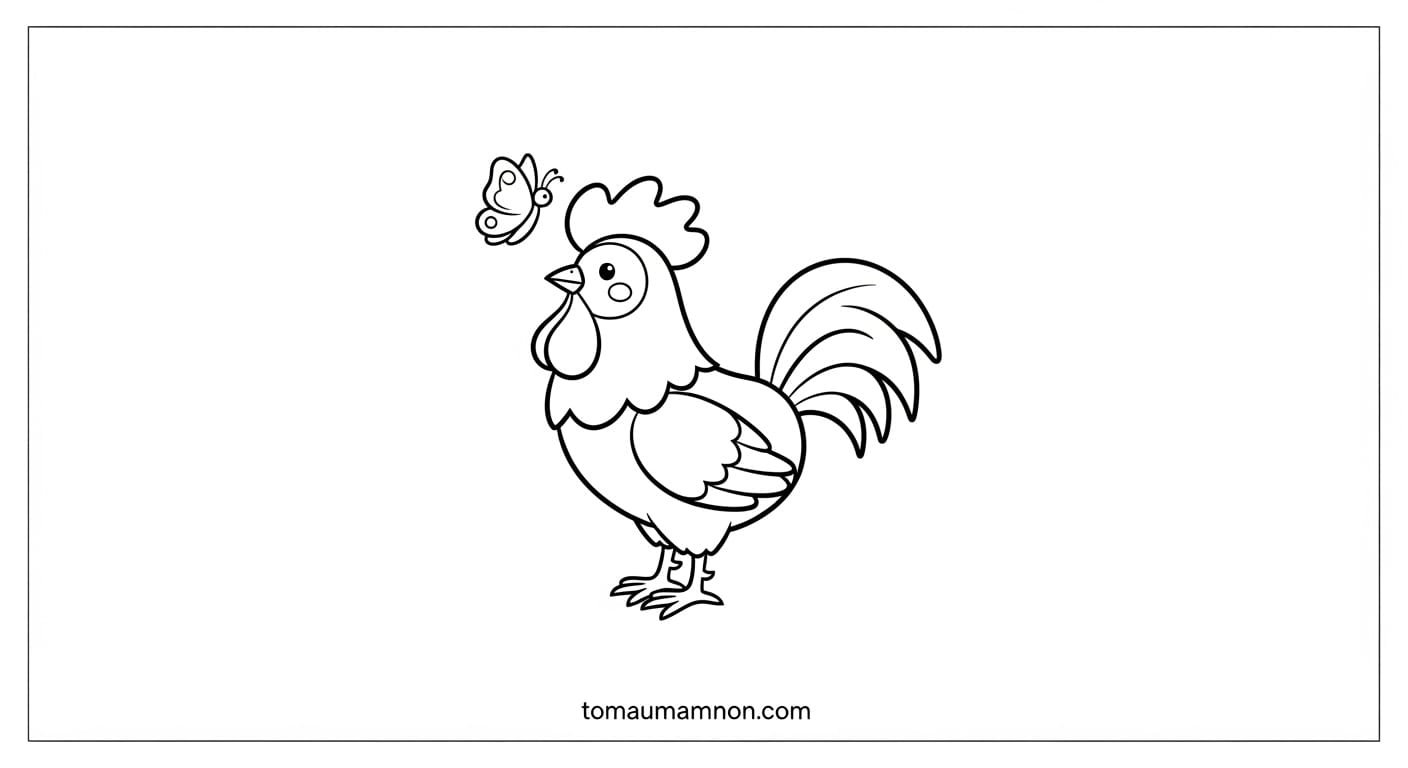 Tranh Tô Màu Con Gà Trống Tranh tô màu gà trống 8